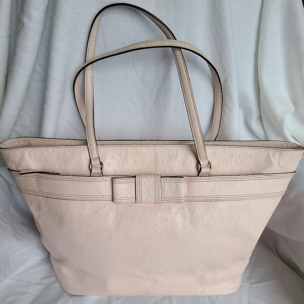 Kate Spade Harmony Valencia Ostrich Embossed Leather Medium Shoulder Bag Pink